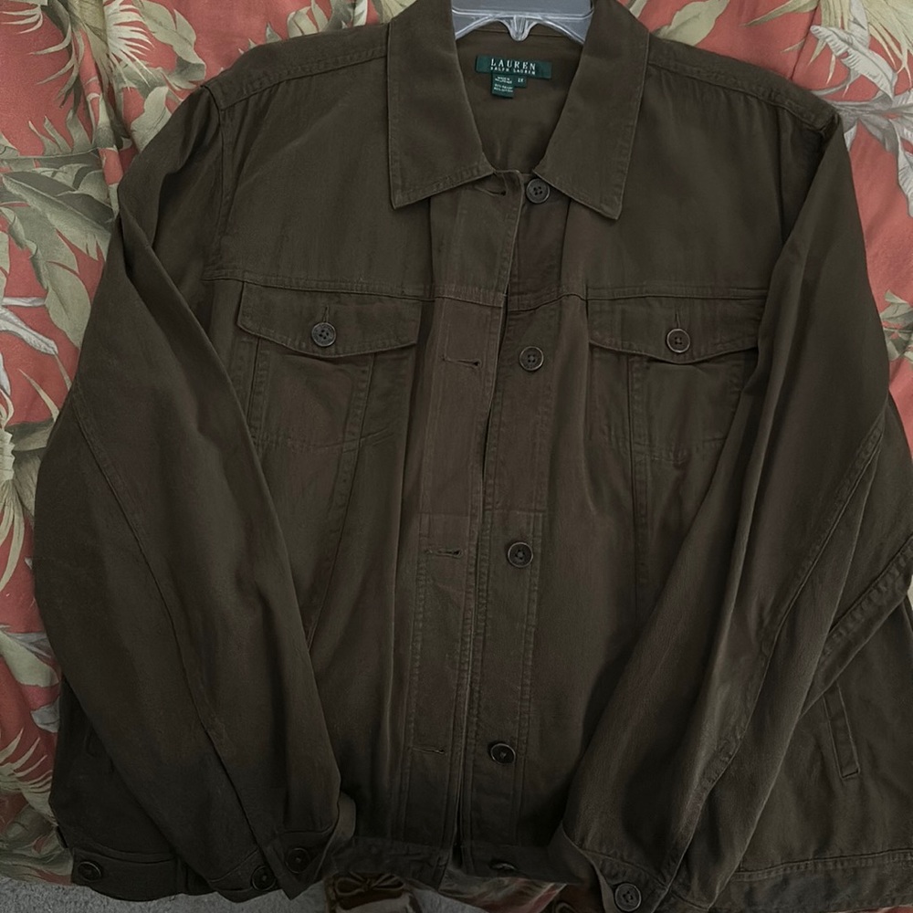 Lauren Ralph Lauren Olive Green Denim Jacket sz 2X